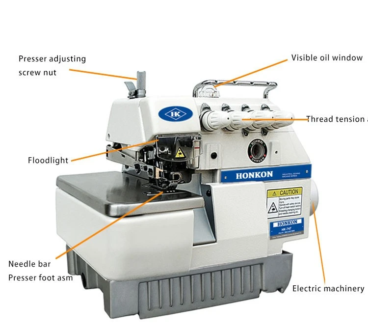 New HK-747 low_noise industrial Multi-functional Overlock Sewing Machine from Original professional Sewing-Machine-Manufacturer
