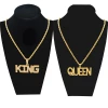 Newest Letter King Queen Diamond Pendant Gold Plated HiphopJewelry Necklace For Men