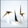 Nordic Home Decoration Accessories Modern Art Decor Gold Bird Animal Crafts With White Marble Base Table Ornament