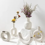 Nordic ins vase ceramic decoration wholesale white pigment burning creative gift home decoration small vase