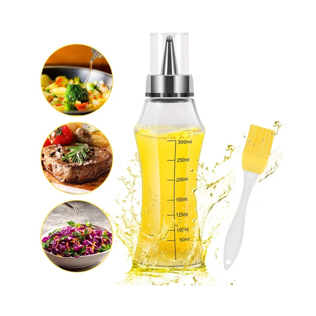 Oil Bottle 400 ml Leak-proof Vinegar Dispenser Oil Bottle Glass Stainless Steel Glass Olive Oil