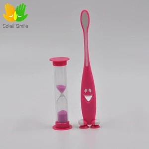 oral hygiene kit child baby kids soft toothbrush oral brush with sandglass