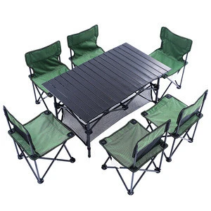 Outdoor Camping Portable Aluminium Folding Table and 6 Chairs Set