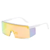 Oversized Flat Futuristic Shield Side and Front Face Coverage One Piece Sunglasses