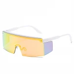 Oversized Flat Futuristic Shield Side and Front Face Coverage One Piece Sunglasses