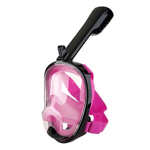 Panoramic Dry Type Easy Breathing Full Face Swimming Scuba Snorkel Diving Mask with Rubber Strap