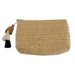 paper straw material clutch bag and lady hand bag decorated with tassels evening bags