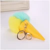 Personalized plush ice cream keychain cute diy pendant otter fur ball PU bag key pendant