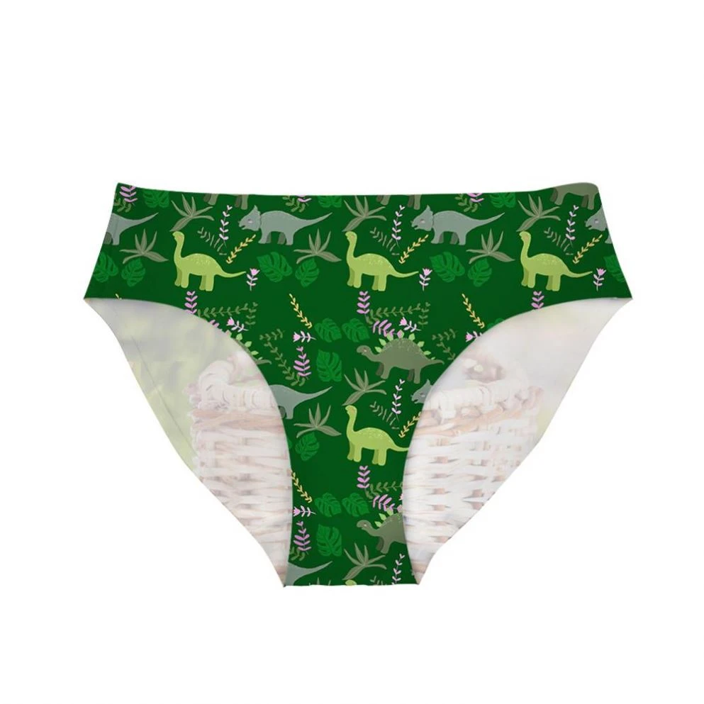 Pillow-profits Cartoon Dinosaur Print Soft Comfortable Custom Girl Seamless Underwear Women%27s+panties