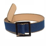 Plaid weave fabric wide belt retro joker woven square buckle decorative belt