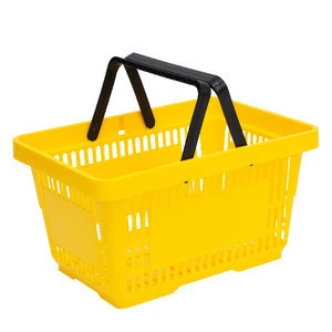 Plastic Supermarket Shopping Basket with Wheels