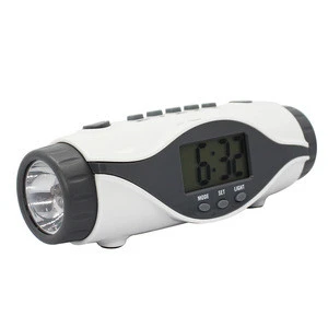Portable Pocket Travel Alarm Clock Flashlight  FM Radio