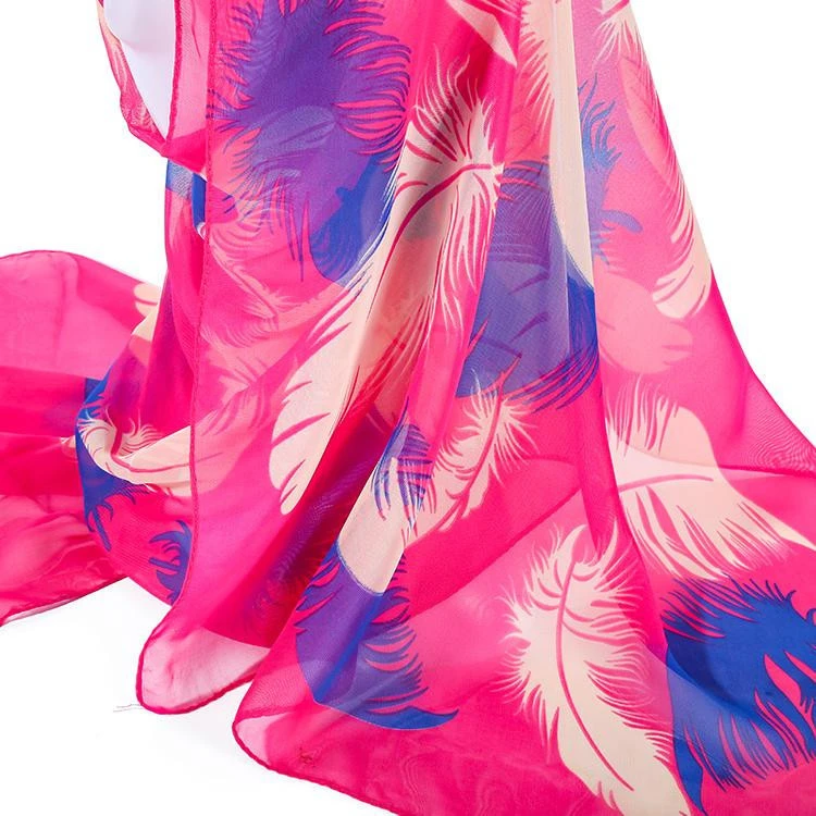 Printed 75D chiffon head  scarf  for ladies  sun protection holiday hijab shawl  Wholesale Advertising