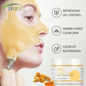 Private Label skincare Organic Yellow Bentonite Turmeric Mud Facial Mask brightens repairs anti-acne Tumeric Clay Face Mask