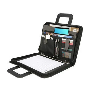 Professional Business Padfolio Portfolio Briefcase Style Organizer Folder With Handles Notepad 3 Ring Binder