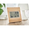 Promotional Bamboo Weather Station Eco-friendly Multi-functional LCD Digital Calendar Alarm Clock