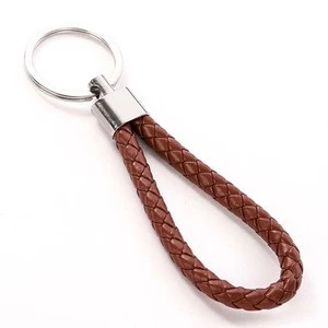 Promotional Gifts Cheap Wholesale Car Accessories Leather Rope Keyring Couple Keychain