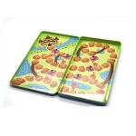 Rectangular hinged tin can for game for traveling