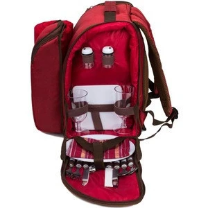 Red Picnic Backpack with Cooler Compartment