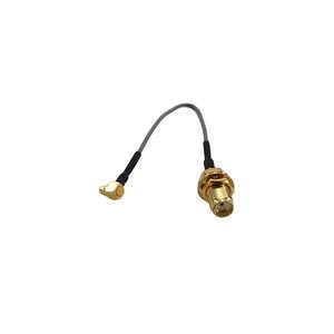 RF Coaxial 1.37mm Jumper Cable Assembly with Waterproof SMA Female Bulkhead to MMCX Male Right Angle Crimp Connectors