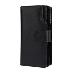 RFID Blocking Large Capacity  Genuine Leather  Wallet Multi Card Organizer for men