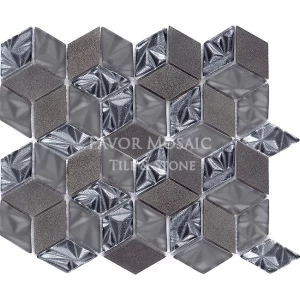 Rhombus crystal Glass Mosaic Tile Colorful Patterns with Parquet Style Home Decor Wall Tile Luxury Design glass mosaic tile