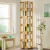 Rotating Bookcase Revolving Wooden Bookcase Multi Tiered Decorative Indoor Corner Floor Bamboo Bookshelf