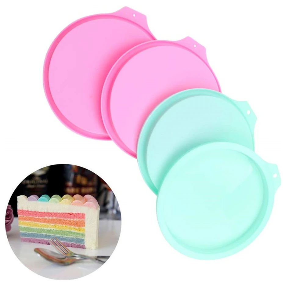 Round cake mold silicone making pizza makers design pancake rubber mould tools baking