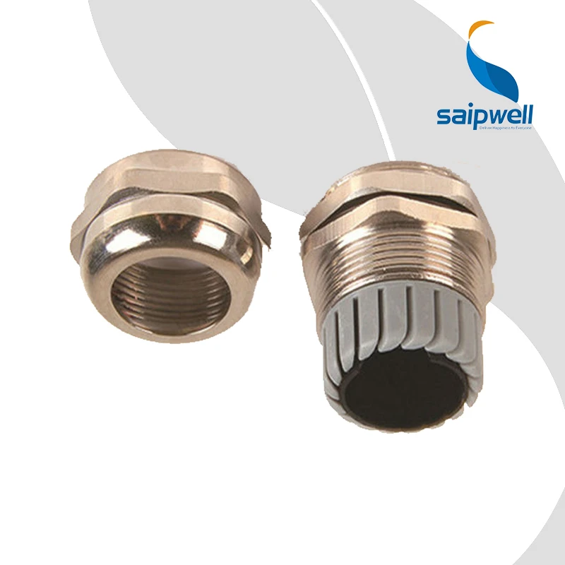 SAIPWELL M18*1.5 Hot Selling IP68 Brass Plating Nickel Electrical Fittings Metal Waterproof Cable Gland