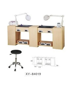salon double manicure nail solid wood table with fan blower