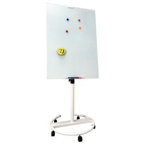 School Office Meeting Magnetic Dry Erase Writing Flip Chart Glass Whiteboard With Iron Stand