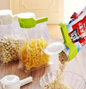 Seal And Pour Eco-Friendly Bag Clips Clamps Compact Food Storage Gadget With Dischargeable Nozzle