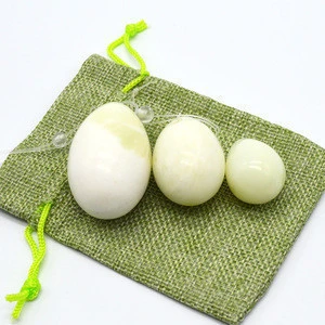 Semi precious Stone Crafts Natural Green Jade Eggs, DrilledJade Yoni Eggs For Vaginal Exercise