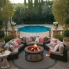 Simple design hot sale outdoor furniture rattan patio garden semicircle shape sectional sofa set