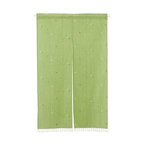 Simple modern style shower curtain summer green door bathroom curtain with tassels