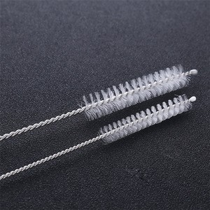 Simple Nylon Bristle Wire  Metal Stainless Steel Straw Cleaning Brush  for Bar Accessories