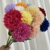 Single Stem Silk Pompom Flower White Artificial Chrysanthemum Ball Flowers