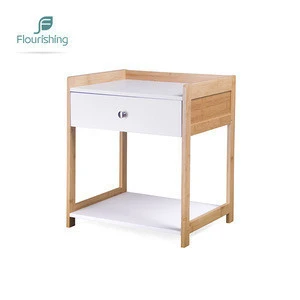 Small French 1 Drawer Midcentury Modern Cheap White Wooden Bedside Bedroom Furniture Nightstand