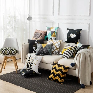 soft velvet fabric cushion cover home sofa decorative custom print pillow case