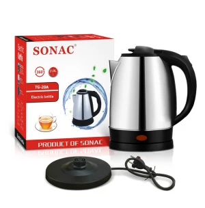 SONAC TG20A Electric Kettle Folding Silver Kitchen Body Steel Anti Stainless Power Controller Office Food Hotel