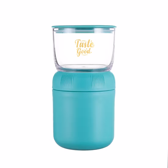 2-in-1 Food Storage Jar with Lid and Spoon, Overnight Oats Container for Soup Lunch