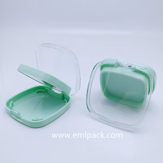 Import Eml Pack Cp0824 Square Shape Face Powder Case with Mirror Two Layer Plastic Compact Powder Case Pressed Powder Case from China
