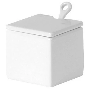 Square porcelain sugar pot with lid