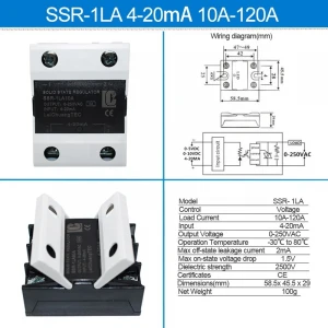 SSR-120LA adjustable power controller solid state relay 120A SSR 4-20mA solid state voltage regulator