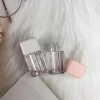 Stock 100pcs Square White Pink Mini Cute 4ml Unique Lipgloss Tube Transparent Empty Private Label Lip Gloss Tubes