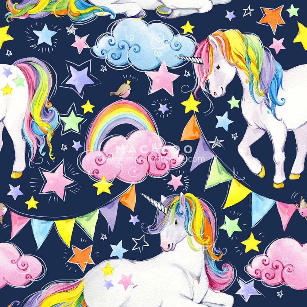 sublimation customize digital printing unicorn Minky fabric for baby blanket