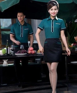 Buy Summer Short Sleeves Shirts And Apron Sets Custom Restaurant Hotel Waiter Waitress Uniform Design from Beijing Aopai Apparel Co., Ltd., China |