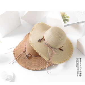 Summer Straw Hat With Fashion Design Girl Big Wide Brim Women Straw Hats From China Factory