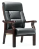 Synthetic Four Legged Chairs Solid Wood Guest Meeting Visitor Arm Chair