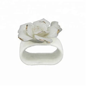 SZ18220 New Design Handmade Flower Design Porcelain Napkin Rings For Wedding